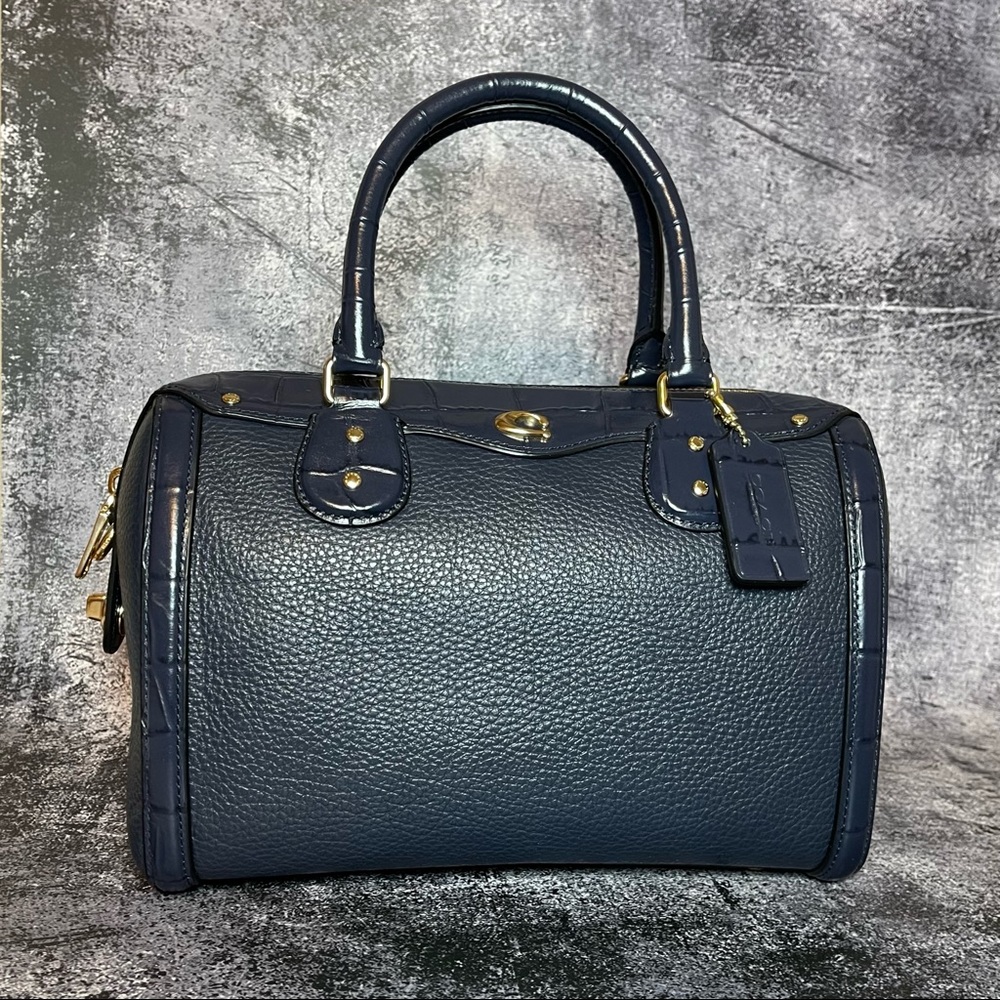 ♥ New COACH Pebbled Leather IVIE Bennett Satchel Handbag ~ Midnight ♥ NWT